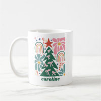 Árvore de Natal Retro Floral Presente Personalizad