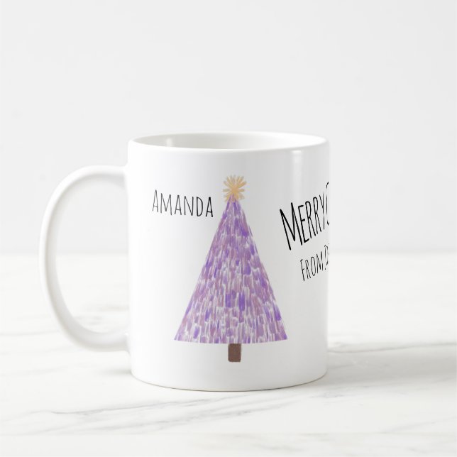 Caneca De Café Árvore de natal roxa moderna (Esquerda)