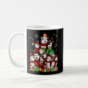 Caneca De Café Árvore de Natal Siberian Husky T Shirt Xmas Gift D