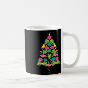Caneca De Café Árvore de Natal Silhueta de Flamingo Havaiano Nata