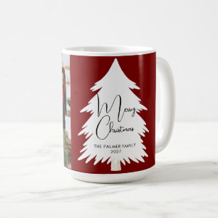 Caneca De Café Árvore de Natal simples Feliz Natal foto da famíli