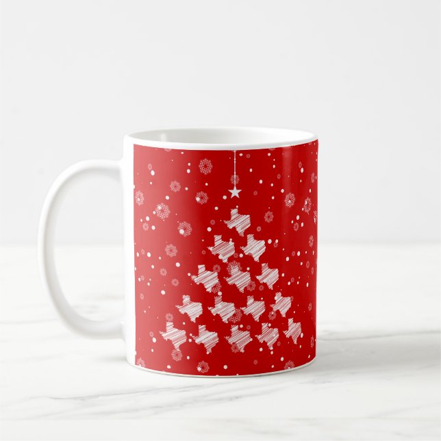 Caneca De Café Árvore de Natal Texas Rabiscada em Vermelho (Esquerda)