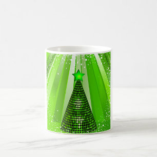 Caneca De Café Árvore de Natal Verde Moderna com Estrela