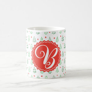 Caneca De Café Árvore de Natal Vermelha e Verde