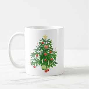 Caneca De Café Árvore de Natal Vintage com um Biscoito de Estrela