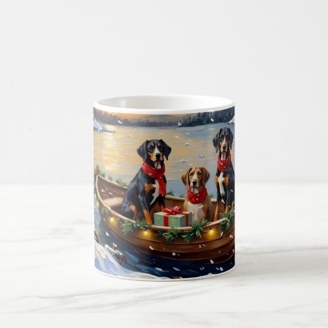 Caneca De Café Árvore de Natal Walker Coonhound Barco Feriado (Centro)