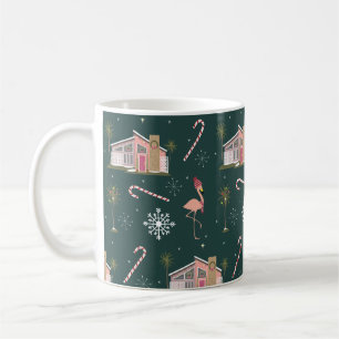 Caneca De Café Árvore de Palma da Casa Rosa de Natal do século