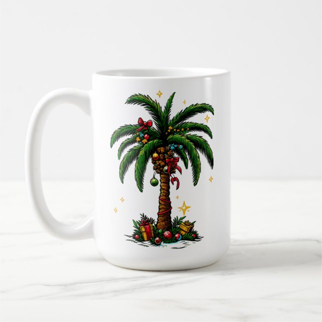 Caneca De Café Árvore de Palma de Natal, Praia Aloha Natal (Esquerda)