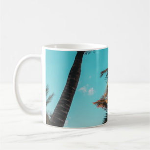 CANECA DE CAFÉ ÁRVORE DE PALMAS TROPICAIS RETRO PELA PRAIA