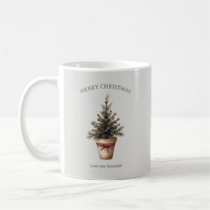Caneca De Café árvore de pinha de Natal rústica personalizada de