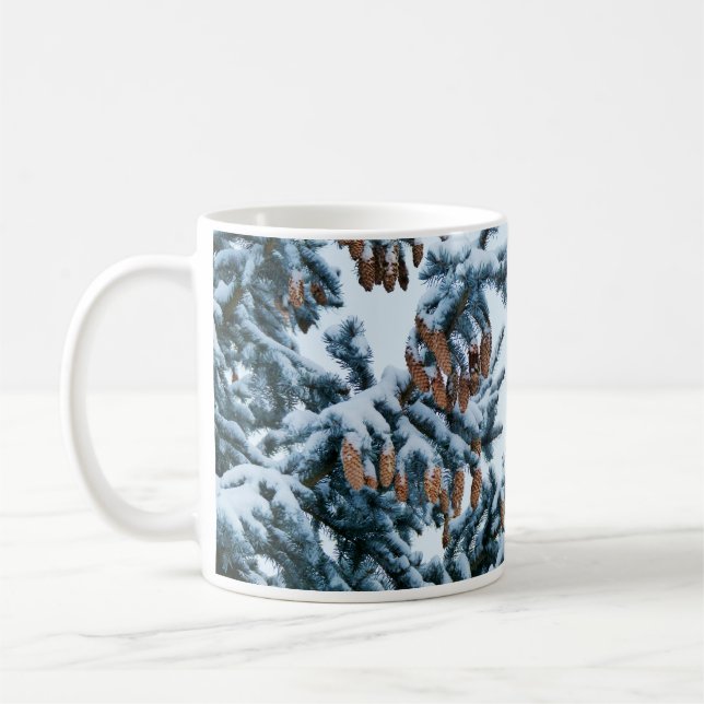 Caneca De Café Árvore de pinheiro com Cones e Mug de Neve (Esquerda)
