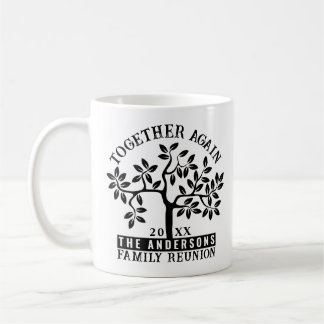 Caneca De Café Árvore de reunião familiar com nome e data