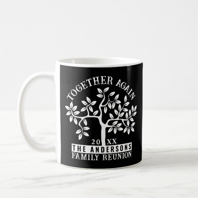 Caneca De Café Árvore de reunião familiar, nome e data (Esquerda)