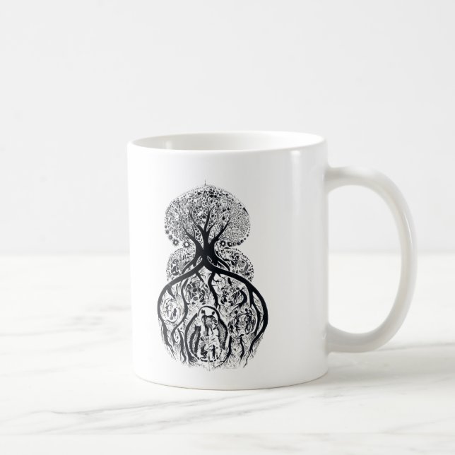 Caneca De Café ÁRVORE de VIDA - preto & branco (Direita)