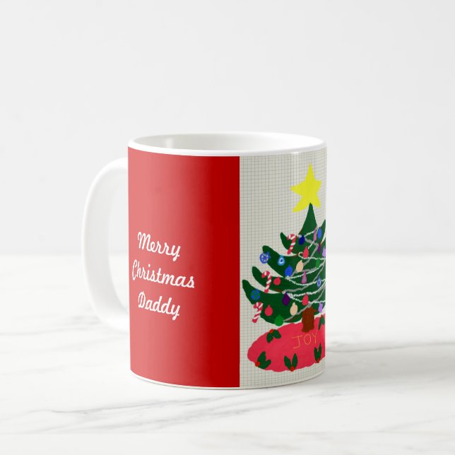 Caneca De Café Árvore decorada do Pai Feliz de Natal (Frente Esquerda)