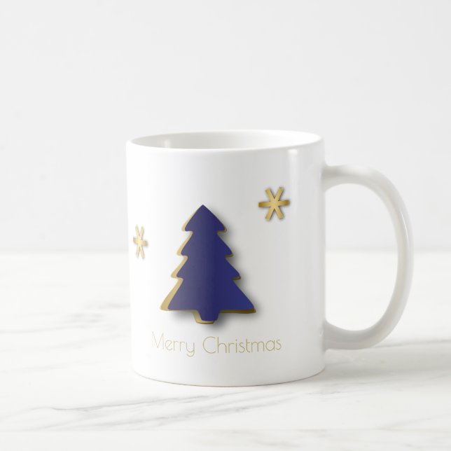 Caneca De Café Árvore Dourada de Natal Clássica Elegante (Direita)
