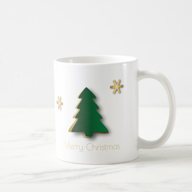 Caneca De Café Árvore Dourada de Natal Clássica Elegante (Direita)