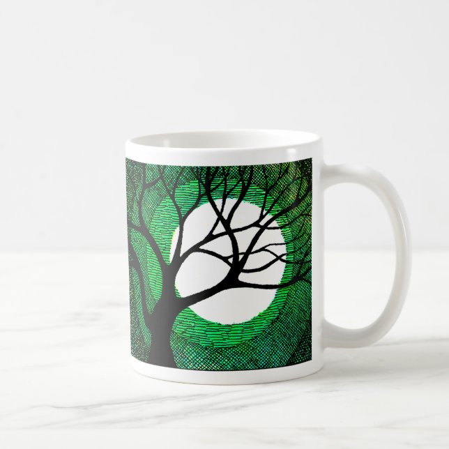 Caneca De Café Árvore e lua - verde (Direita)