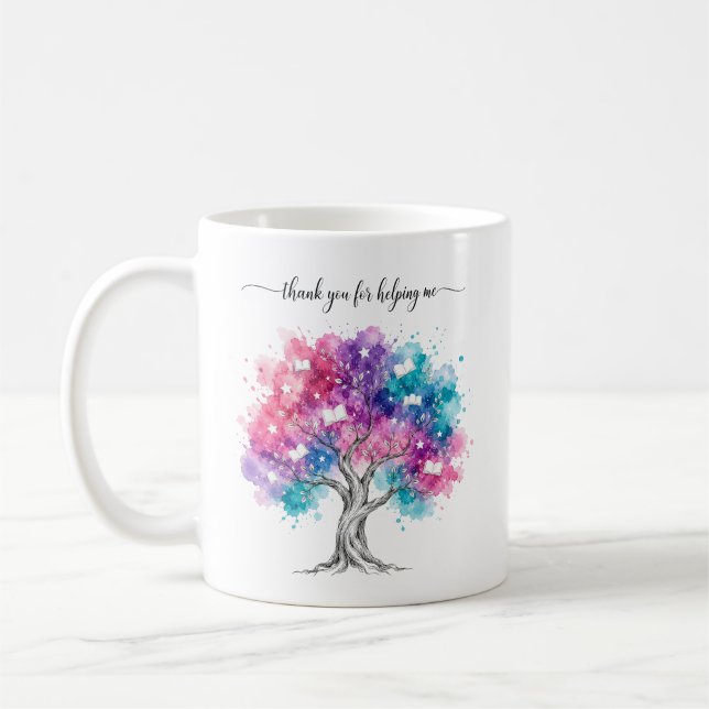 Caneca De Café Árvore em Aquarela Presente de Agradecimento para  (Esquerda)
