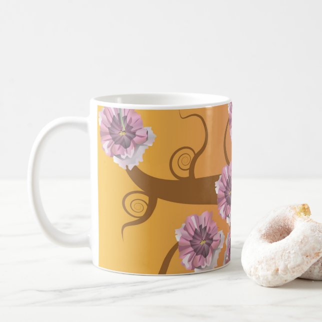 Caneca De Café Árvore Espiral Com Flor (Com Donut)