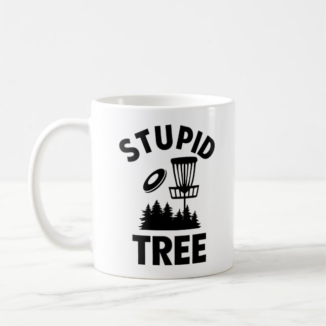 Caneca De Café Árvore Estúpida do Golf de Disco Engraçado (Esquerda)
