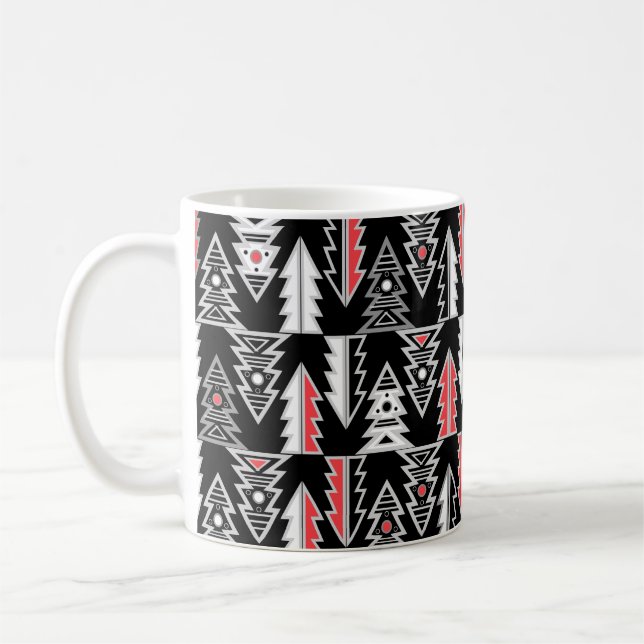 Caneca De Café Árvore Feliz de Natal abstrato geométrica moderna  (Esquerda)