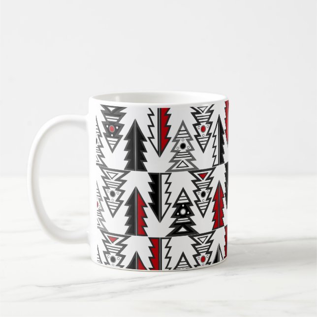 Caneca De Café Árvore Feliz de Natal abstrato geométrica moderna  (Esquerda)