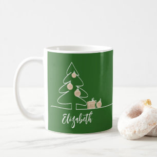 Caneca De Café Árvore Feliz de Natal em Verde