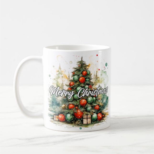 Caneca De Café Árvore Feliz de Natal | Feriados felizes (Esquerda)