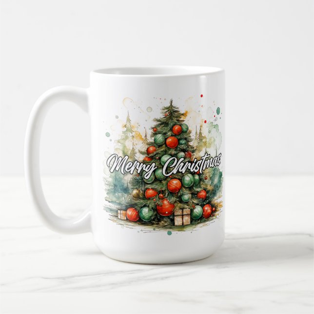Caneca De Café Árvore Feliz de Natal | Feriados felizes (Esquerda)