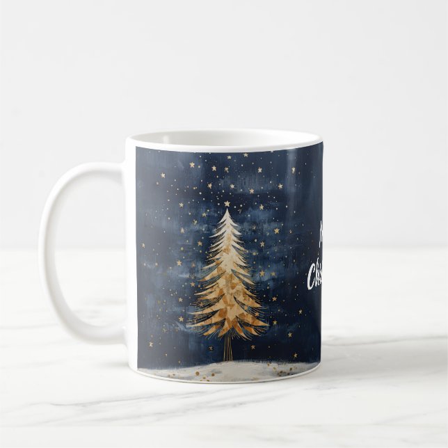 Caneca De Café Árvore Feliz de Ouro de Natal (Esquerda)