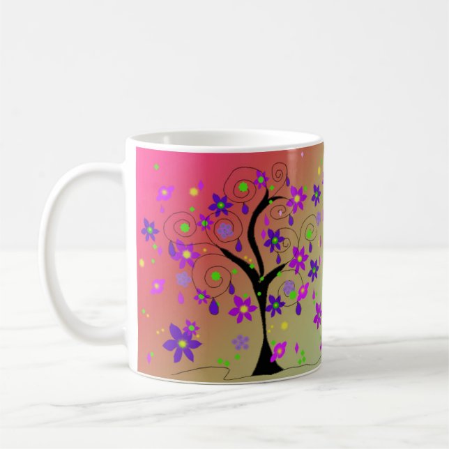 Caneca De Café Árvore Floral Caprichosa (Esquerda)