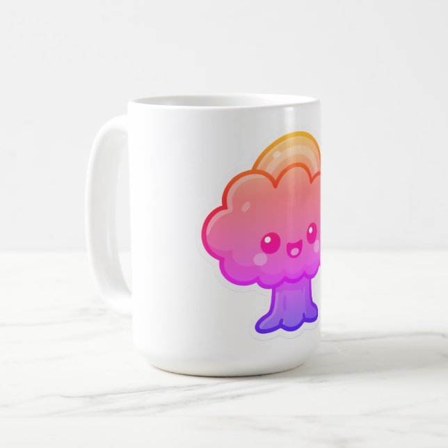Caneca De Café Árvore Kawaii Amigável (Frente Esquerda)