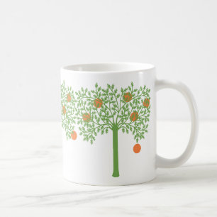 Caneca De Café Árvore Laranja Estilizada