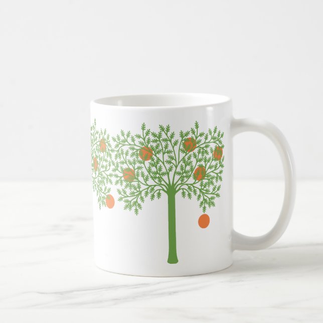 Caneca De Café Árvore Laranja Estilizada (Direita)