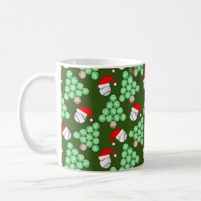 Caneca De Café Árvore Natal Baseball Santa Hats (Esquerda)