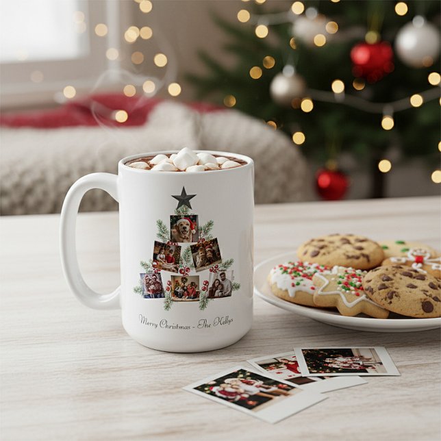 Caneca De Café Árvore personalizada de fotos de Natal (Criador carregado)
