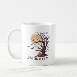Caneca De Café Árvore Retorcida de Halloween Assustadora Abóbora