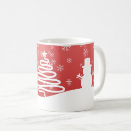 Caneca De Café Árvore Snowman de inverno Branco