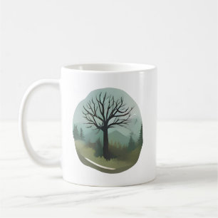 Caneca De Café Árvore solitário nas Montanhas Misty