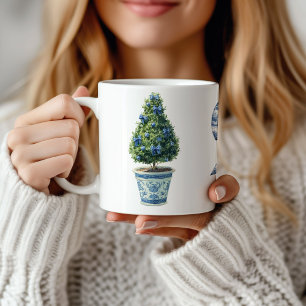Caneca De Café Árvore Topo de Natal Chinoiserie