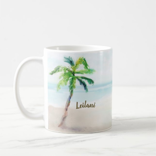 Caneca De Café Árvore Tropical de Palma de Praia (Esquerda)