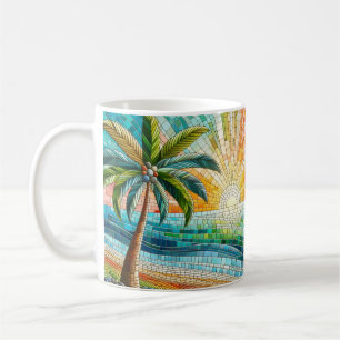 Caneca De Café Árvore Tropical de Praia Sunset