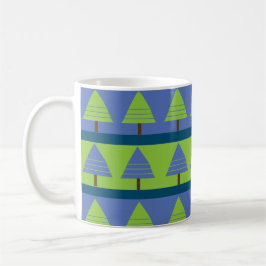 Caneca De Café Árvore verde azul de Natal Geométrico