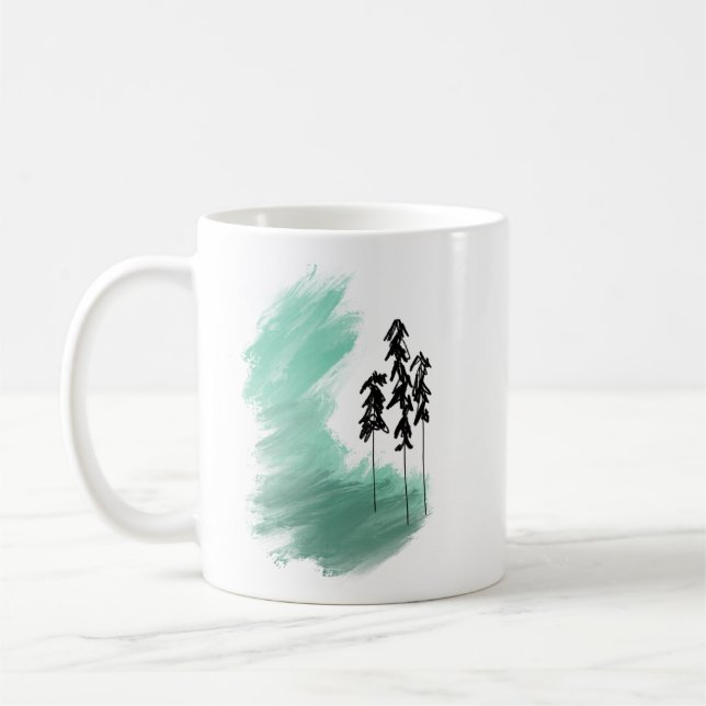 Caneca De Café Árvore verde escandinava: simples menta moderna (Esquerda)