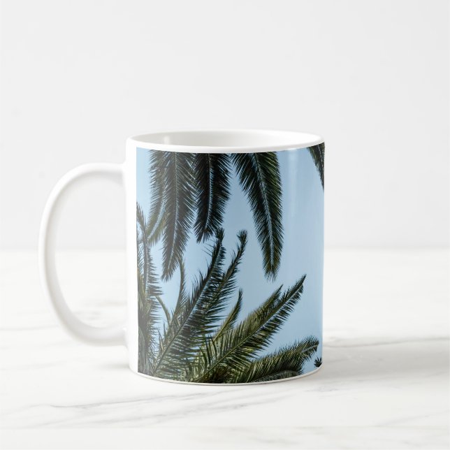 CANECA DE CAFÉ ÁRVORE VERDE PALM SOB CÉU BRANCO (Esquerda)