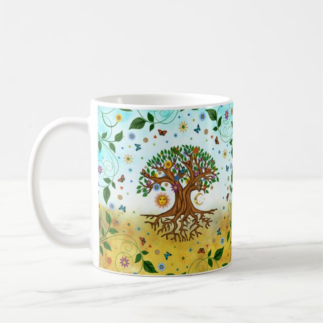 Caneca De Café Árvore Whimsical da Vida - Yggdrasil (Esquerda)