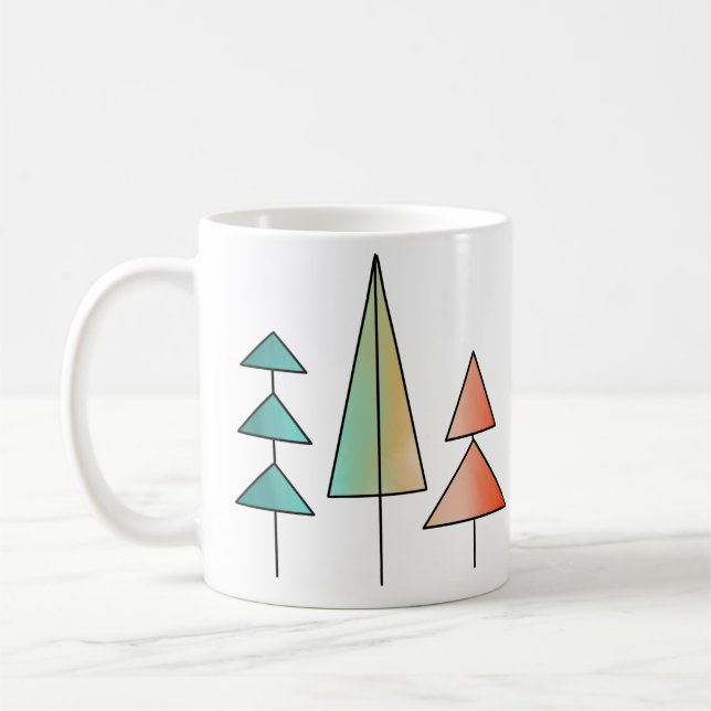 Caneca De Café árvores arco-íris modernistas de meados do século  (Esquerda)