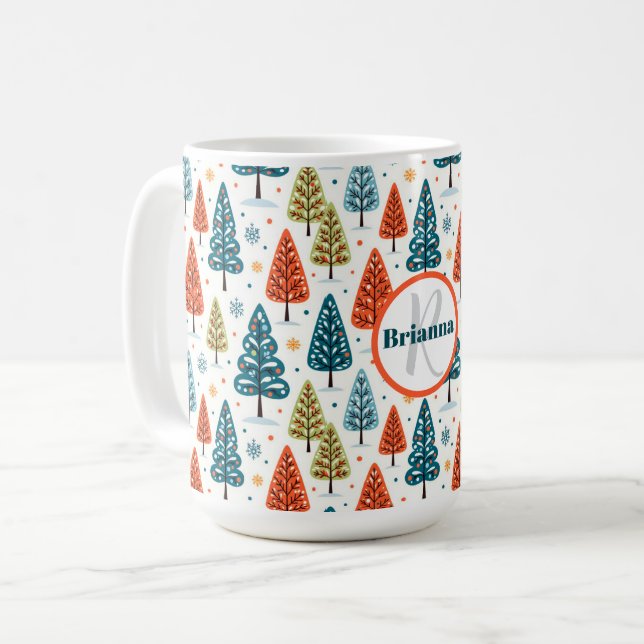 Caneca De Café Árvores Coloridas (Frente Esquerda)