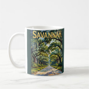 Caneca De Café Árvores da Avenida Oak em estilo Savannah Vintage